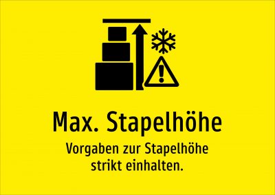 Max. Stapelhöhe - Vorgaben zur Stapelhöhe strikt einhalten.