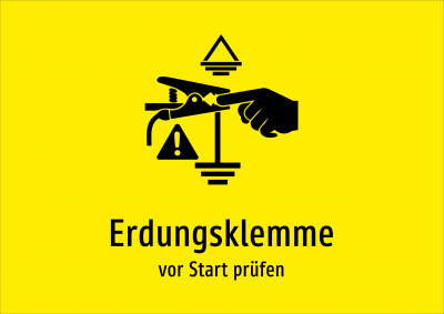 Erdungsklemme - vor Start prüfen