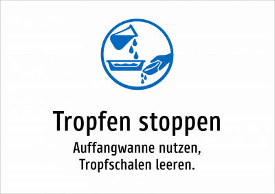 Tropfen stoppen - Auffangwanne nutzen, Tropfschalen leeren.