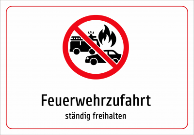 Feuerwehrzufahrt - ständig freihalten