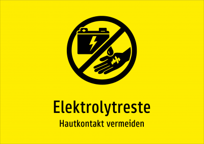 Elektrolytreste - Hautkontakt vermeiden