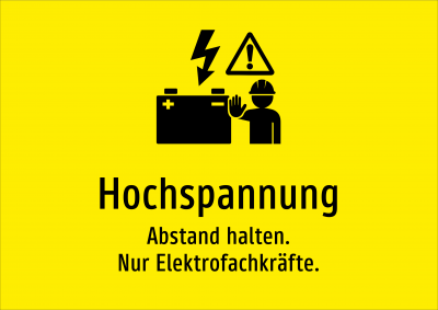 Hochspannung - Abstand halten. Nur Elektrofachkräfte.