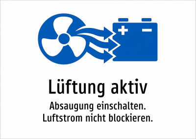 Lüftung aktiv - Absaugung einschalten. Luftstrom nicht blockieren.