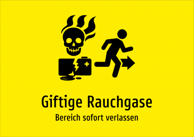 Giftige Rauchgase - Bereich sofort verlassen