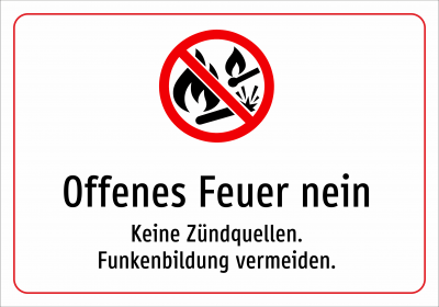 Offenes Feuer nein - Keine Zündquellen. Funkenbildung vermeiden.