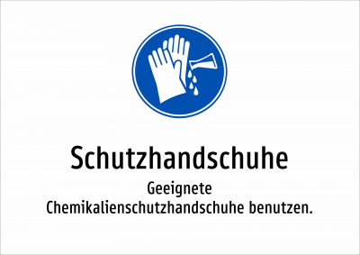 Schutzhandschuhe - Geeignete Chemikalienschutzhandschuhe benutzen.