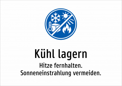 Kühl lagern - Hitze fernhalten. Sonneneinstrahlung vermeiden.