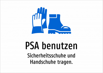 PSA benutzen - Sicherheitsschuhe und Handschuhe tragen.