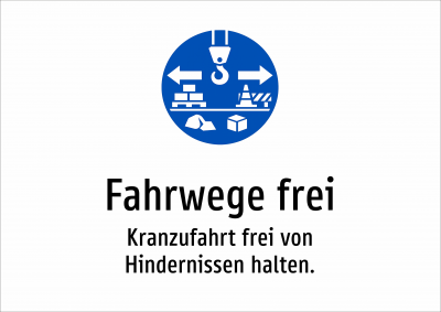 Fahrwege frei - Kranzufahrt frei von Hindernissen halten.