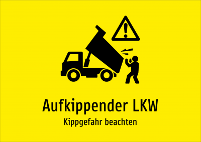 Aufkippender LKW - Kippgefahr beachten