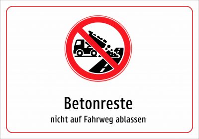 Betonreste - nicht auf Fahrweg ablassen
