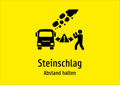 Steinschlag - Abstand halten