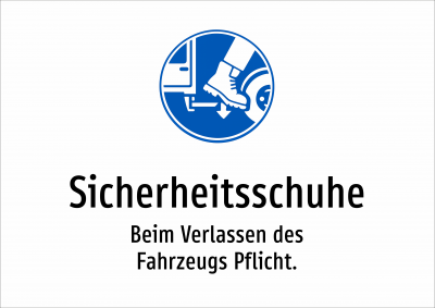 Sicherheitsschuhe - Beim Verlassen des Fahrzeugs Pflicht.
