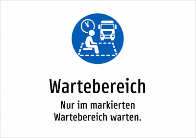 Wartebereich - Nur im markierten Wartebereich warten.