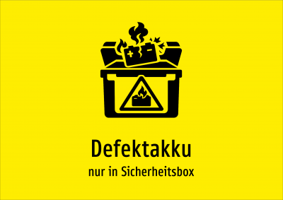 Defektakku - nur in Sicherheitsbox