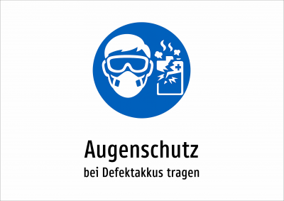 Augenschutz - bei Defektakkus tragen