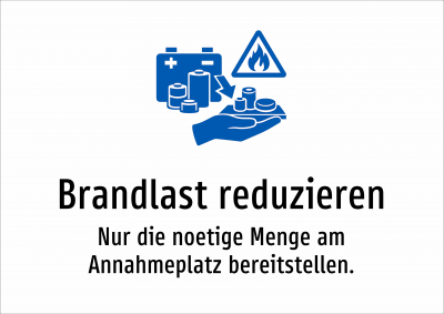 Brandlast reduzieren - Nur die noetige Menge am Annahmeplatz bereitstellen.