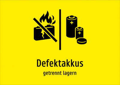 Defektakkus - getrennt lagern