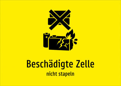 Beschädigte Zelle - nicht stapeln