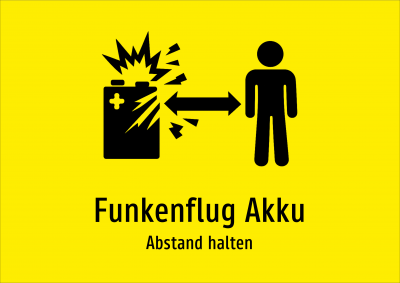 Funkenflug Akku - Abstand halten