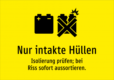 Nur intakte Hüllen - Isolierung prüfen; bei Riss sofort aussortieren.