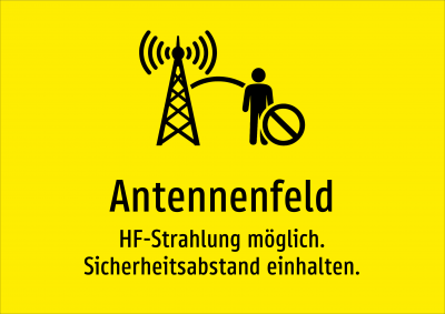 Antennenfeld - HF-Strahlung möglich. Sicherheitsabstand einhalten.
