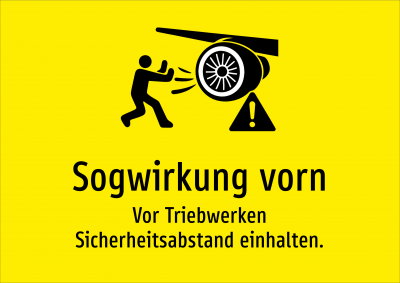 Sogwirkung vorn - Vor Triebwerken Sicherheitsabstand einhalten.