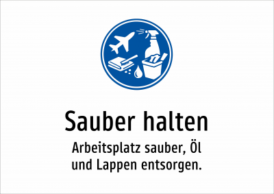 Sauber halten - Arbeitsplatz sauber, Öl und Lappen entsorgen.