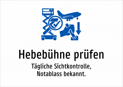 Hebebühne prüfen - Tägliche Sichtkontrolle, Notablass bekannt.