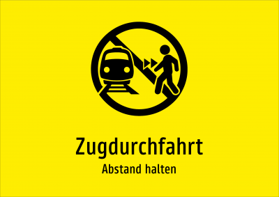 Zugdurchfahrt - Abstand halten