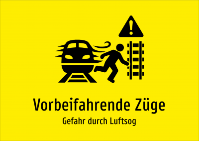 Vorbeifahrende Züge - Gefahr durch Luftsog