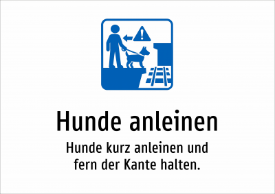 Hunde anleinen - Hunde kurz anleinen und fern der Kante halten.