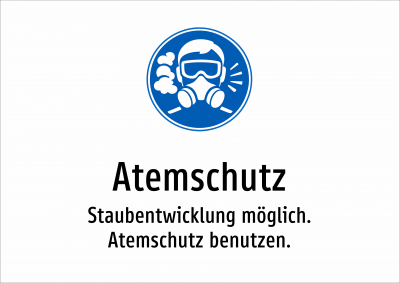Atemschutz - Staubentwicklung möglich. Atemschutz benutzen.