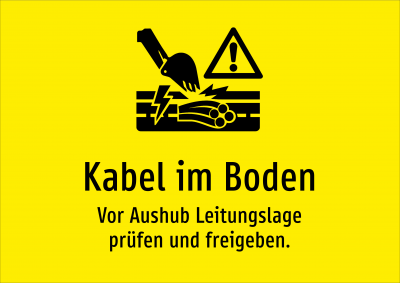 Kabel im Boden - Vor Aushub Leitungslage prüfen und freigeben.