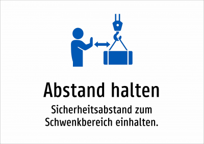 Abstand halten - Sicherheitsabstand zum Schwenkbereich einhalten.