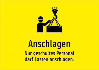 Anschlagen - Nur geschultes Personal darf Lasten anschlagen.