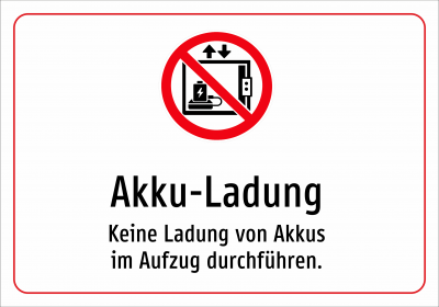 Akku-Ladung - Keine Ladung von Akkus im Aufzug durchführen.