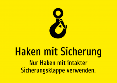Haken mit Sicherung - Nur Haken mit intakter Sicherungsklappe verwenden.
