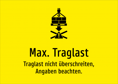 Max. Traglast - Traglast nicht überschreiten, Angaben beachten.