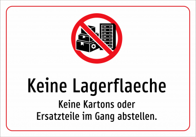 Keine Lagerflaeche - Keine Kartons oder Ersatzteile im Gang abstellen.