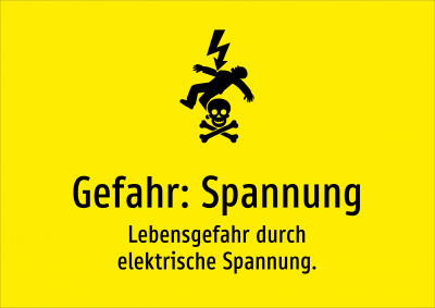 Gefahr: Spannung - Lebensgefahr durch elektrische Spannung.