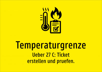 Temperaturgrenze - Ueber 27 C: Ticket erstellen und pruefen.