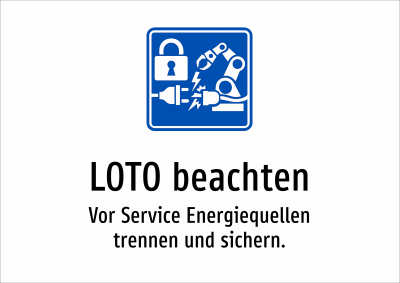 LOTO beachten - Vor Service Energiequellen trennen und sichern.