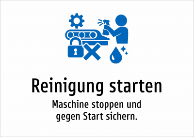 Reinigung starten - Maschine stoppen und gegen Start sichern.