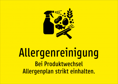 Allergenreinigung - Bei Produktwechsel Allergenplan strikt einhalten.