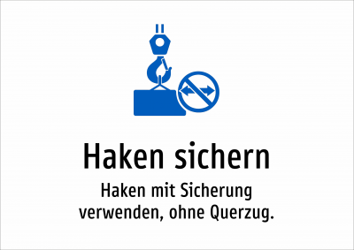 Haken sichern - Haken mit Sicherung verwenden, ohne Querzug.