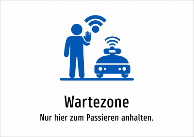 Wartezone - Nur hier zum Passieren anhalten.