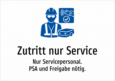 Zutritt nur Service - Nur Servicepersonal. PSA und Freigabe nötig.