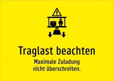 Traglast beachten - Maximale Zuladung nicht überschreiten.