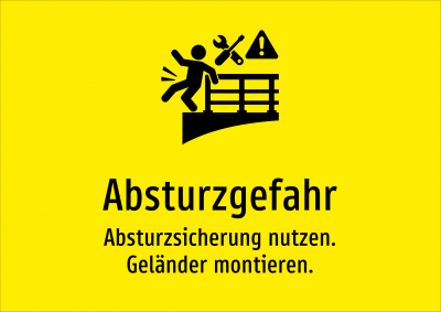 Absturzgefahr - Absturzsicherung nutzen. Geländer montieren.
